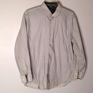 Modern People Black and White Stretch Slim Fit Button Down Long Sleeve Shirt